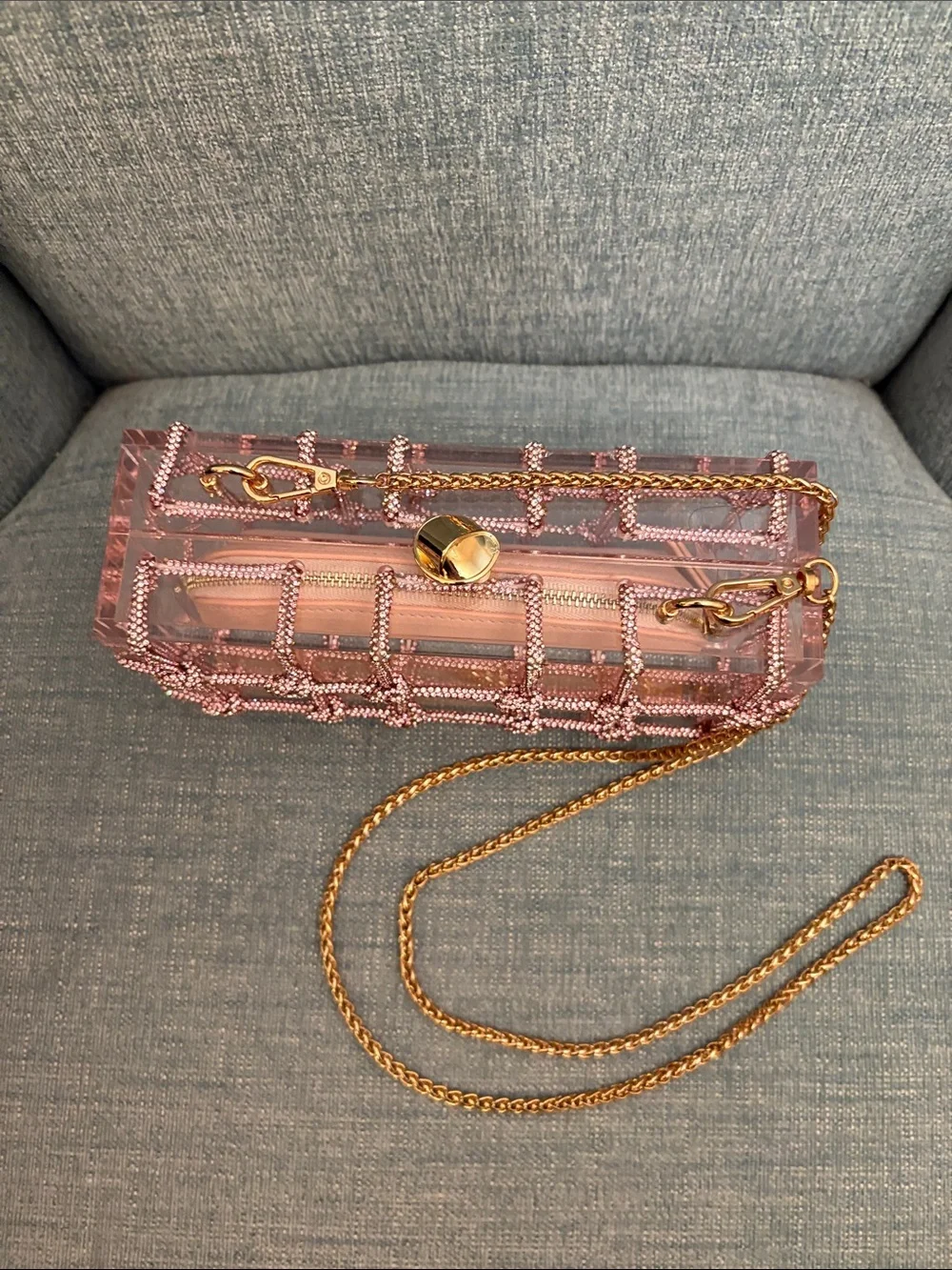 Altar'd State Pink Crystal Grid Crossbody with Gold Chain Strap - Picture 2 of 16
